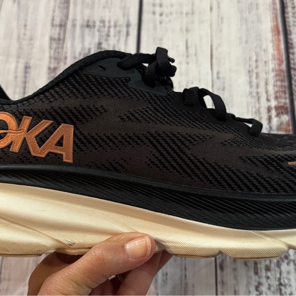 Hoka One One Black and Copper Athletic Shoes - Picture 3 of 9